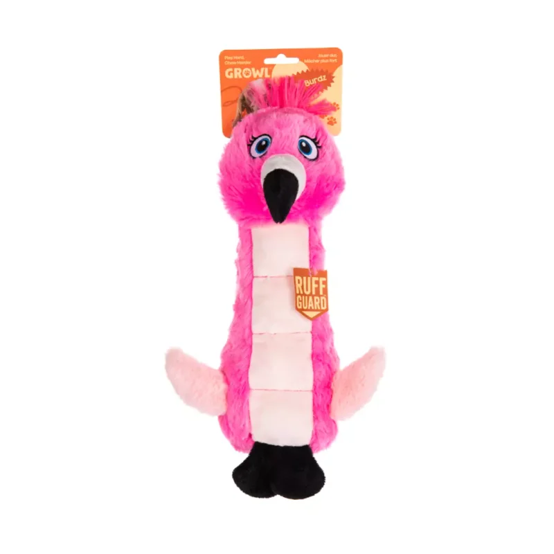 Growl Belly Burdz Flamingo Plüschspielzeug mit Quietschmatte - Produktbild 1